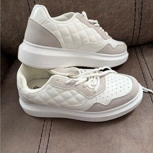 Women's White and Gray Sneakers